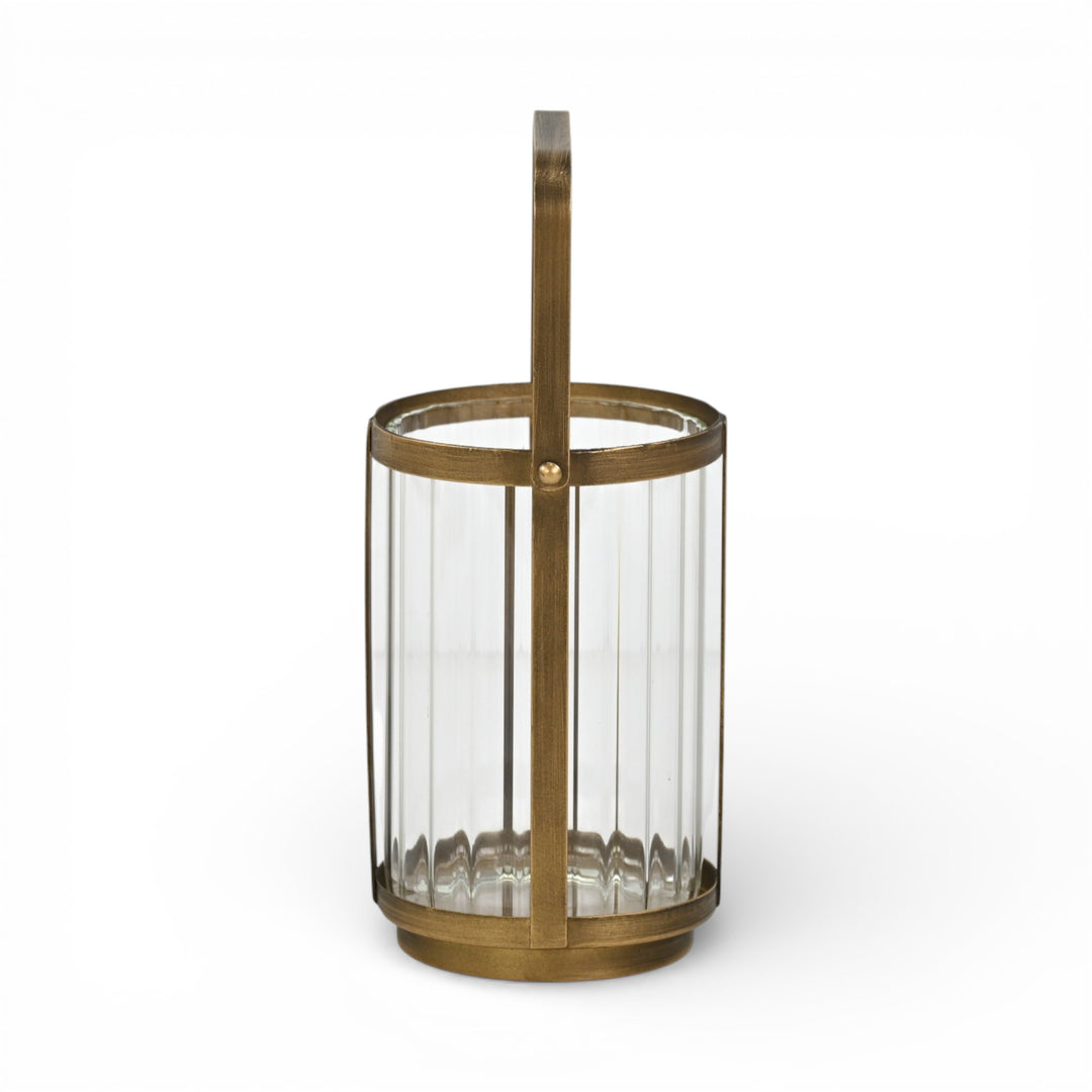 6255GD - Vortial Gold Ridged Glass Lantern