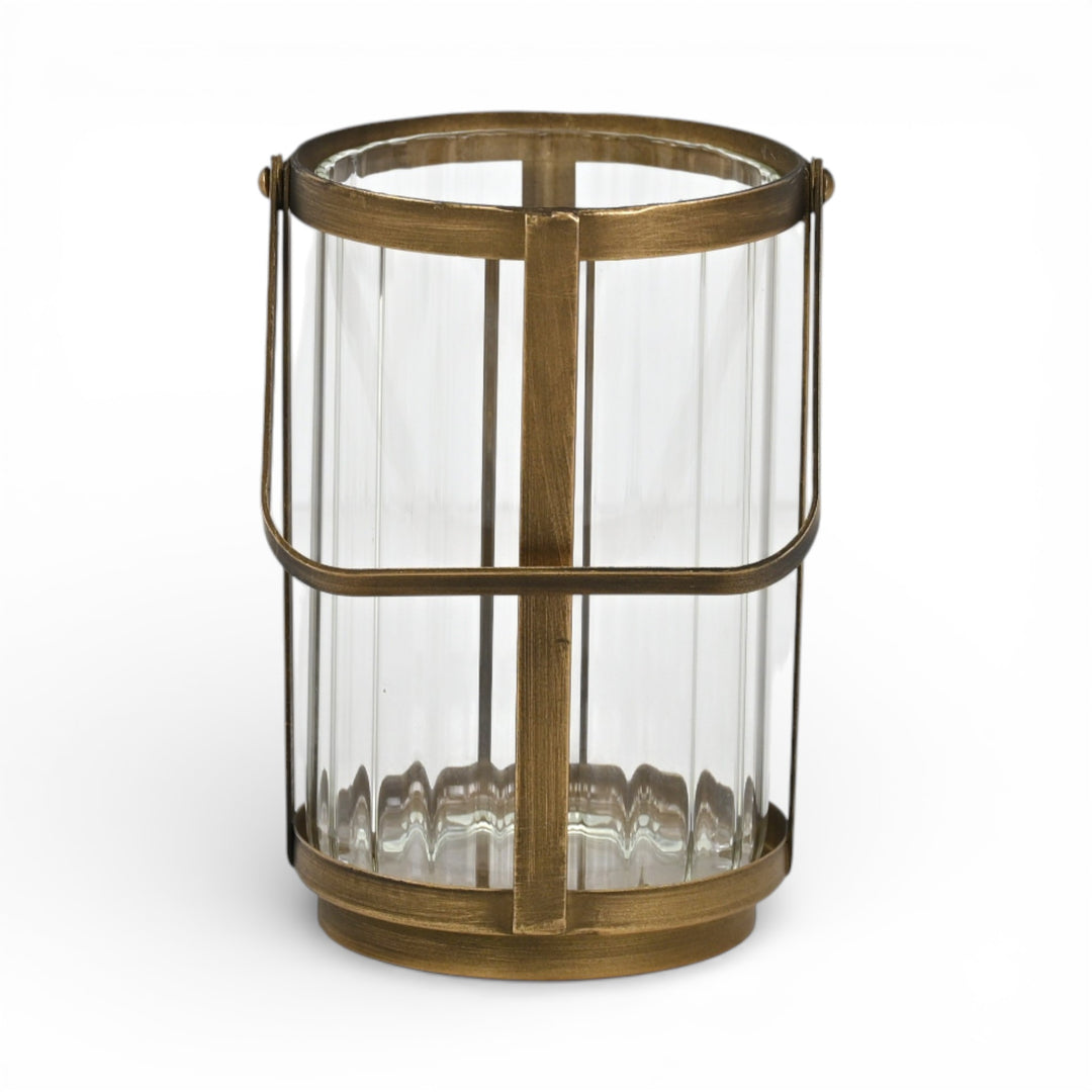 6255GD - Vortial Gold Ridged Glass Lantern