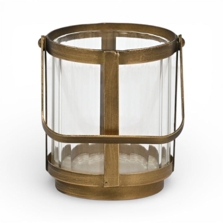 6255GD - Vortial Gold Ridged Glass Lantern