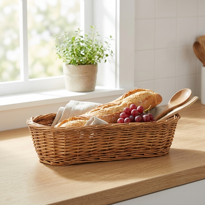 UW-38374-15SL - Panarium Medium Brown Willow Bread Basket