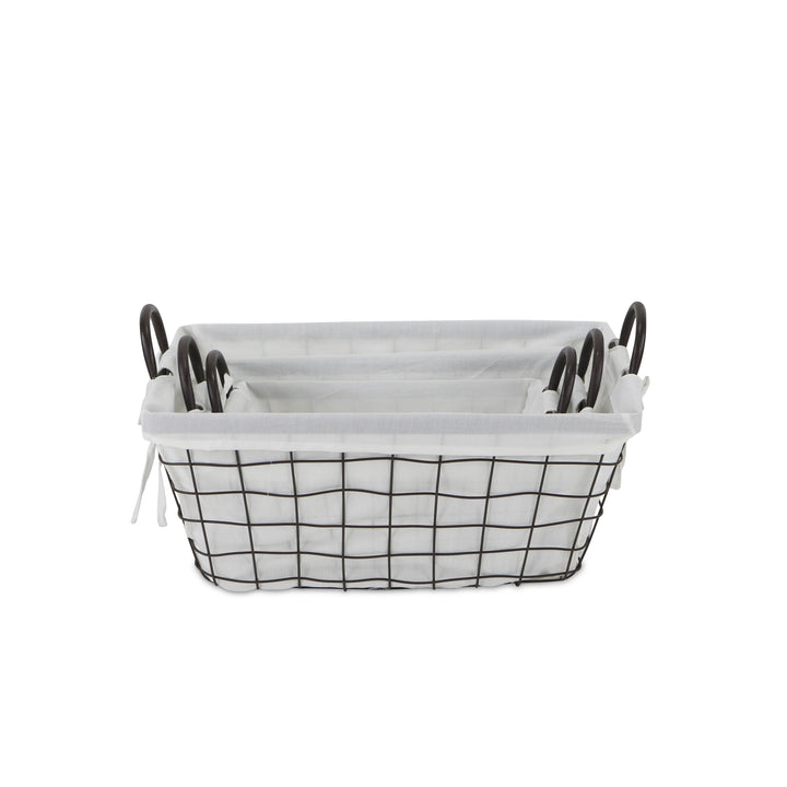 FP-4367-3WL - Caden White Fabric Lined Baskets